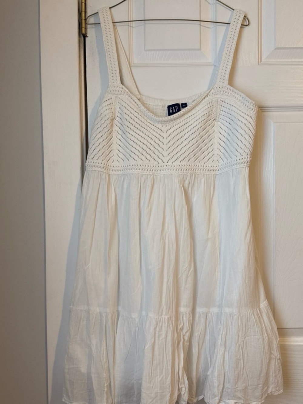 GAP Cream Crochet Bodice Tiered Cotton Sundress